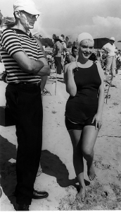 Arthur Miller y Marilyn Monroe en el set de grabación de Con faldas y a lo loco