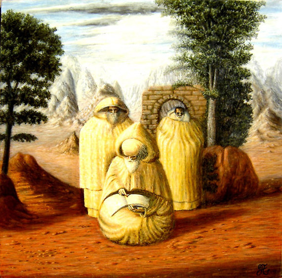 Borges enmascarado en una imagen de San Ambrosio