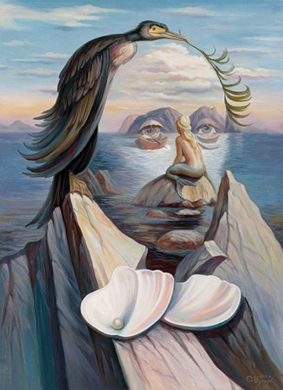 Hans Christian Andersen camuflado en su cuento de La sirenita; una ilustración de Oleg Shuplyak