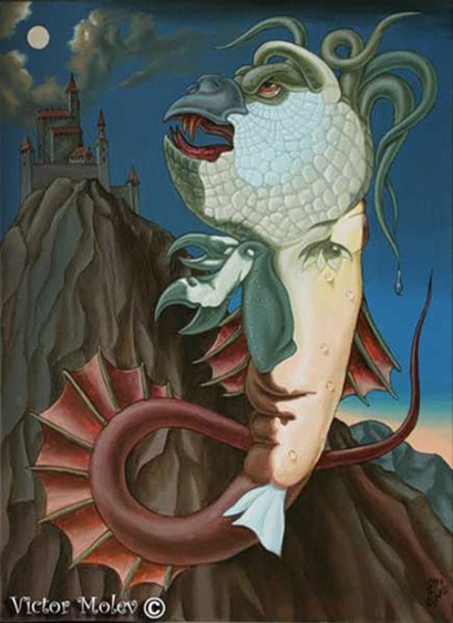 Howard Phillips Lovecraft camuflado en una ilustración de Victor Molev