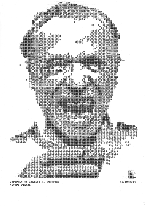 Retrato de Charles H. Bukowski realizado con máquina de escribir
