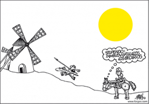 Viñeta de Forges, sobre Don Quijote y los becarios