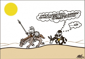 Viñeta de Forges, Don Quijote y las nuevas tecnologías