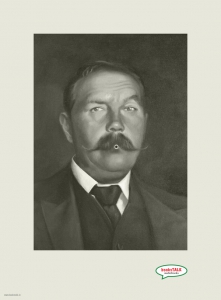 Arthur Conan Doyle en un anuncio para audiolibros