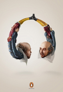 William Shakespeare convertido en unos cascos en esta campaña para audiolibros