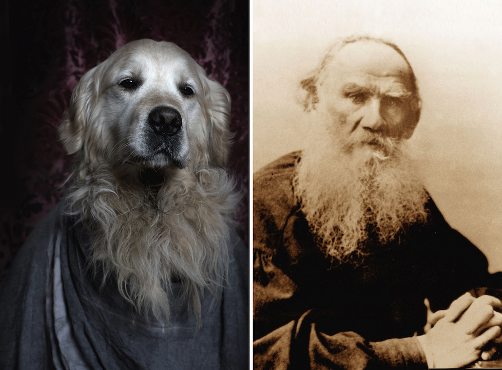 Leo Tolstoi y su doble y barbudo perro