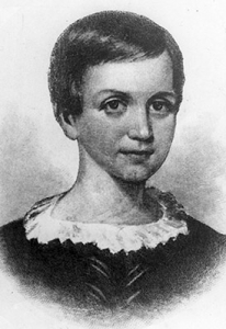 Retrato de Emily Dickinson de niña