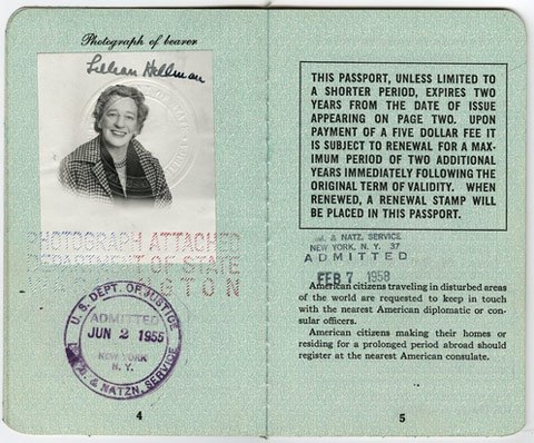 Pasaporte de Lillian Hellman