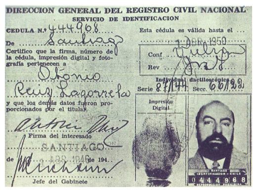 Falso carnet de identidad utilizado por Pablo Neruda