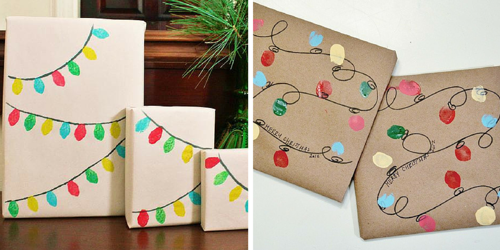 Ideas para envolver libros en Navidad: papel kraft y luces pintadas