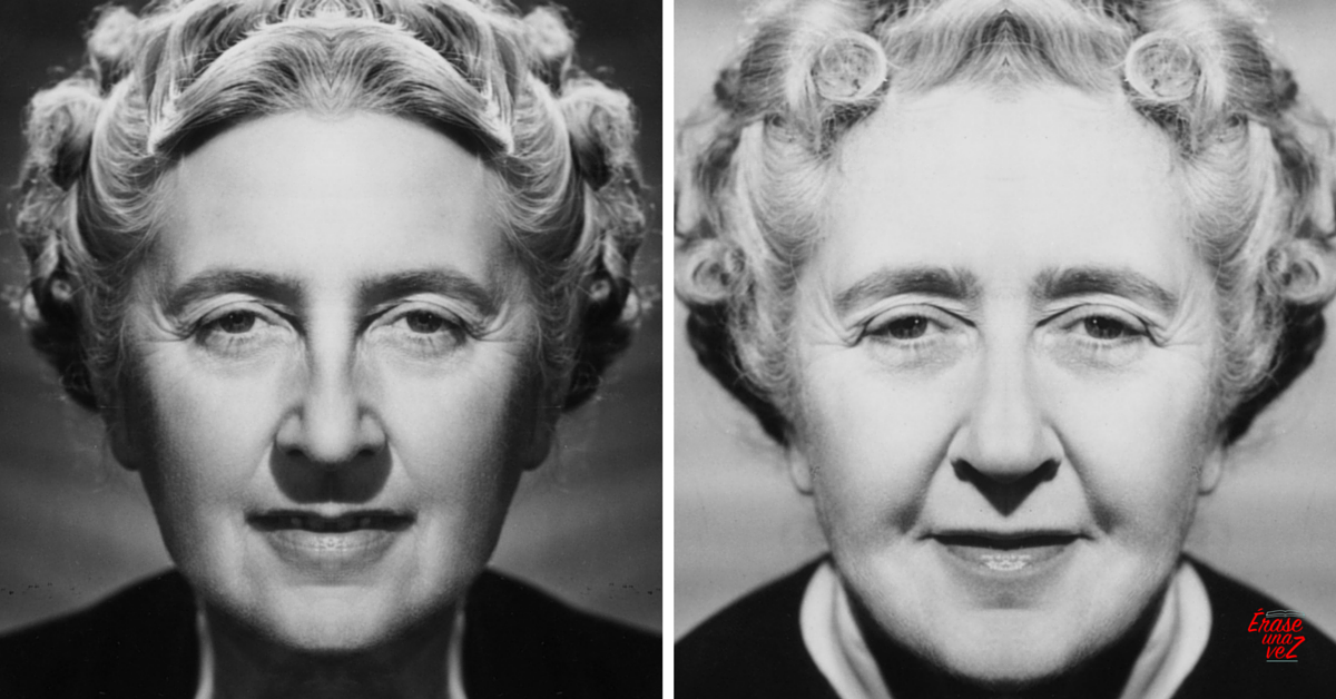 El rostro de Agatha Christie si fuera simétrico