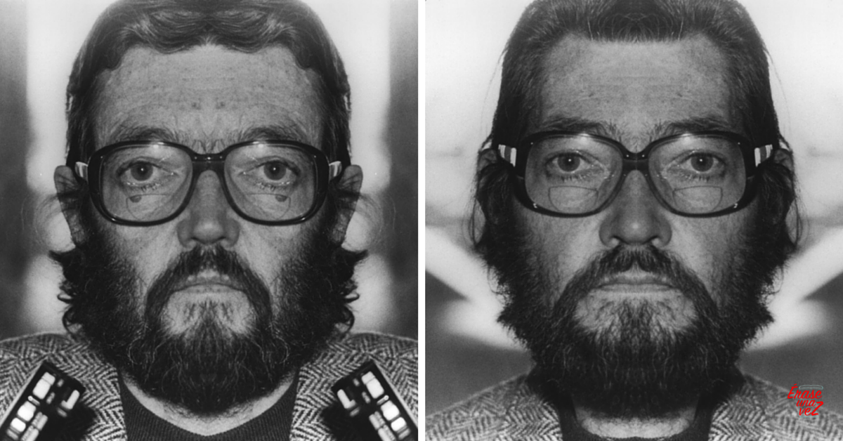 El rostro de Julio Cortázar si fuera simétrico