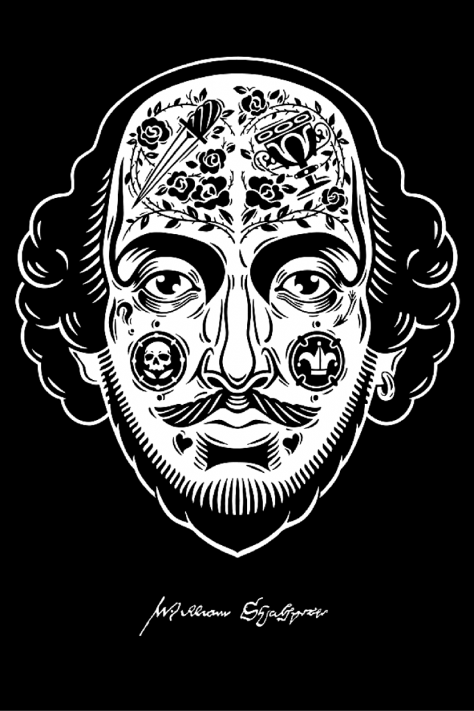 Magnífico retrato de William Shakespeare en blanco y negro