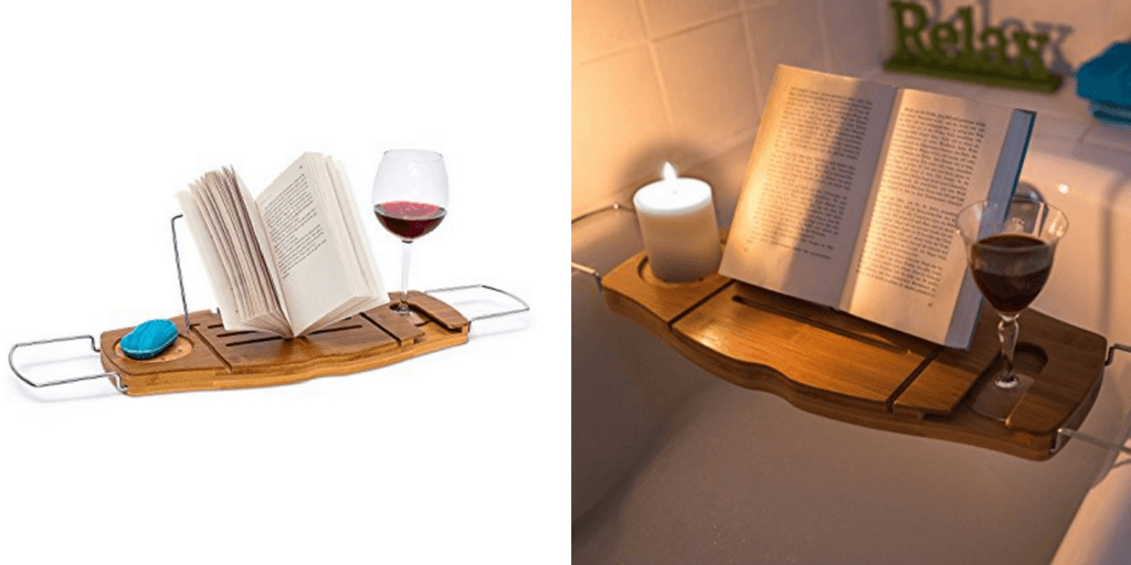 Bandeja con soporte para libros para leer en la bañera